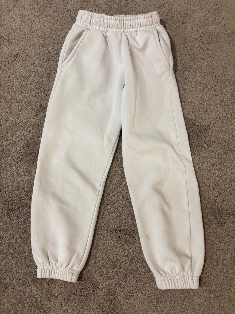 Zara Kids White Elastic-Waist Fitted Joggers